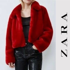 zara faux fur jacket womens
